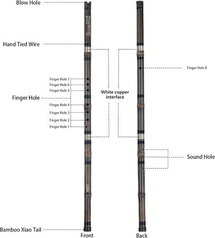 F Key - Bamboo Xiao Handmade Professional 8 ثقوب Zizhu Vertical Xiao Flute Purple Bamboo Xiao الصينية الموسيقية التقليدية المناسبة للمبتدئين البالغين in Kuwait