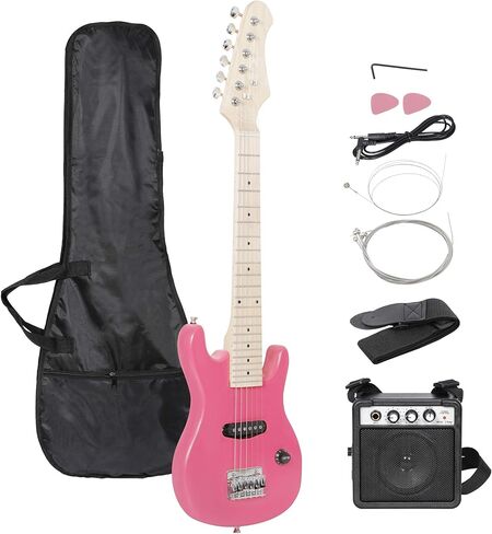 30" Beginner Electric Guitar with 5W Amp and Accessories Pack Guitar Bag for Kids/Girls/Boys/Beginners (Pink) in Saudi Arabia