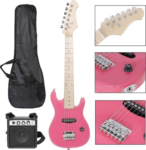30" Beginner Electric Guitar with 5W Amp and Accessories Pack Guitar Bag for Kids/Girls/Boys/Beginners (Pink) in Saudi Arabia