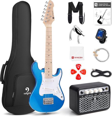 Kids Electric Guitar Vangoa 30 Inch Electric Guitar for Kids Beginner Kit for Boys Girls with 5W Amp, Bag, Strap, Extra Strings, Capo, Tuner, Picks, Cable (Blue) in Saudi Arabia