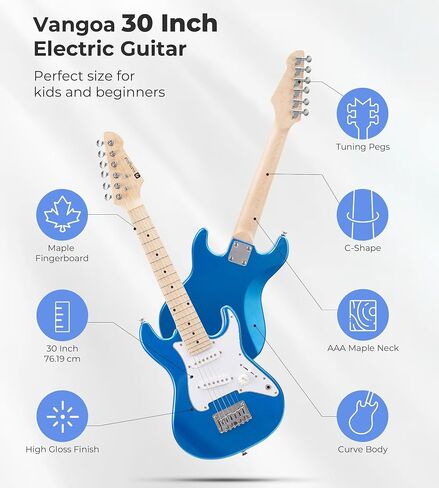 Kids Electric Guitar Vangoa 30 Inch Electric Guitar for Kids Beginner Kit for Boys Girls with 5W Amp, Bag, Strap, Extra Strings, Capo, Tuner, Picks, Cable (Blue) in Saudi Arabia