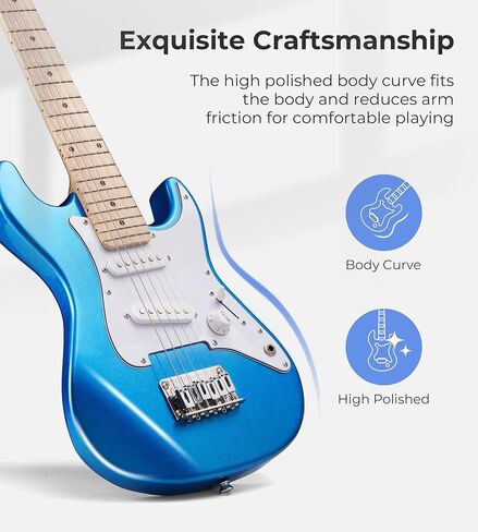 Kids Electric Guitar Vangoa 30 Inch Electric Guitar for Kids Beginner Kit for Boys Girls with 5W Amp, Bag, Strap, Extra Strings, Capo, Tuner, Picks, Cable (Blue) in Saudi Arabia