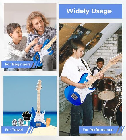 Kids Electric Guitar Vangoa 30 Inch Electric Guitar for Kids Beginner Kit for Boys Girls with 5W Amp, Bag, Strap, Extra Strings, Capo, Tuner, Picks, Cable (Blue) in Saudi Arabia