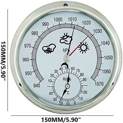 Barometer التقليدية محطة الطقس التقليدية 15 سم barometer aneroid ، 3 في 1 في درجة حرارة الرطوبة وضغط الهواء ، للفنادق ، المستودعات ، مكاتب barometer (ب) in Saudi Arabia