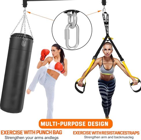 48" Ceiling Mount Pull Up Bar, Heavy Duty Multi-Grip Rafter Chin Up Bar for Garage/Basement/Backyard Ceiling Beam, Adjustable Height&Supports to 650 Lbs in Kuwait