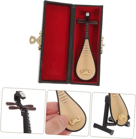 1pc mini devinative model small lute musical آلة موسيقية مع حامل وصندوق للديكور المنزلي والتصوير الفوتوغرافي آلة موسيقية مصغرة فريدة من نوعها in Saudi Arabia