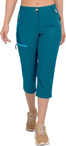 Mapamyumco Women's Capri Capri Pants المشي لمسافات طويلة Capris السفر غير الرسمي سريع الجافة خفيفة الوزن في الهواء الطلق مع الجيوب الرمز البريدي in Kuwait