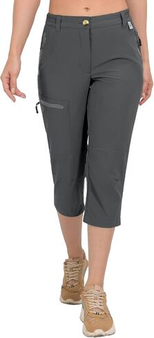 Mapamyumco Women's Capri Capri Pants المشي لمسافات طويلة Capris السفر غير الرسمي سريع الجافة خفيفة الوزن في الهواء الطلق مع الجيوب الرمز البريدي in Kuwait