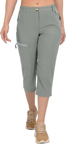 Mapamyumco Women's Cargo Capri Pants Hiking Capris Casual Travel Quick Dry Lightweight Outdoor with Zip Pockets in Saudi Arabia