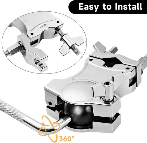 7 Inch Cowbell with L-Rod Cowbells Clamp for Drum Set, Heavy Duty Metal Cowbell, Adjustable L-Rod Cowbells Mount Bracket, Percussion Instrument Accessory, for Sports, Bands, Includes Drum Stick in Kuwait