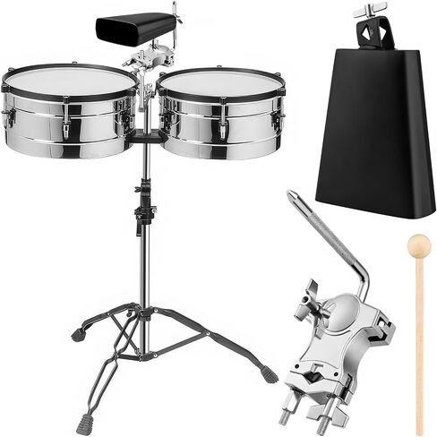 7 Inch Cowbell with L-Rod Cowbells Clamp for Drum Set, Heavy Duty Metal Cowbell, Adjustable L-Rod Cowbells Mount Bracket, Percussion Instrument Accessory, for Sports, Bands, Includes Drum Stick in Kuwait