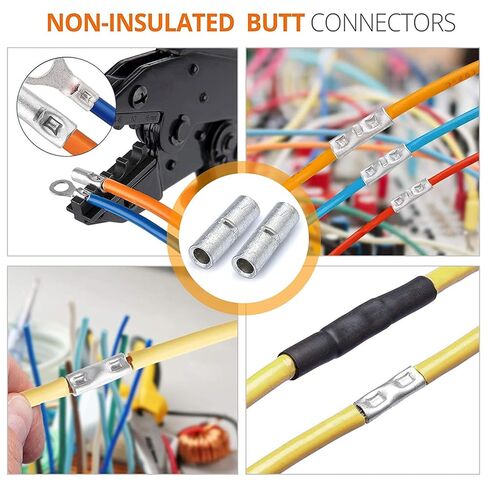 SVAAR 380PCS Non Insulated Butt Connectors Kit Butt Splice Connector Uninsulated Wire Splice Connectors for 26 to 6 Gauge Wire Marine Grade Tinned Copper Seamless Barrel Crimp Butt Splice Terminals in Kuwait