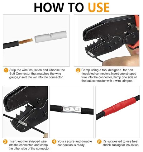 SVAAR 380PCS Non Insulated Butt Connectors Kit Butt Splice Connector Uninsulated Wire Splice Connectors for 26 to 6 Gauge Wire Marine Grade Tinned Copper Seamless Barrel Crimp Butt Splice Terminals in Kuwait