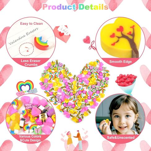 Mini Easter Erasers for Kids Bulk 150Pcs Egg Bunny Rainbow 12 Styles Novelty Rabbit Pencil Erasers for Easter Egg Fillers Party Favor Classroom Rewards in Kuwait