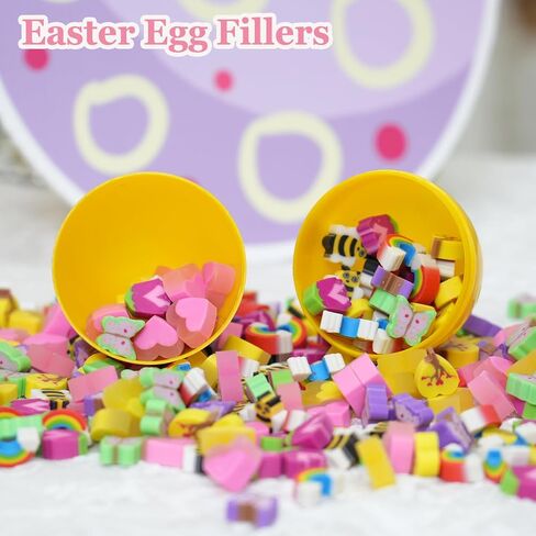 Mini Easter Erasers for Kids Bulk 150Pcs Egg Bunny Rainbow 12 Styles Novelty Rabbit Pencil Erasers for Easter Egg Fillers Party Favor Classroom Rewards in Kuwait