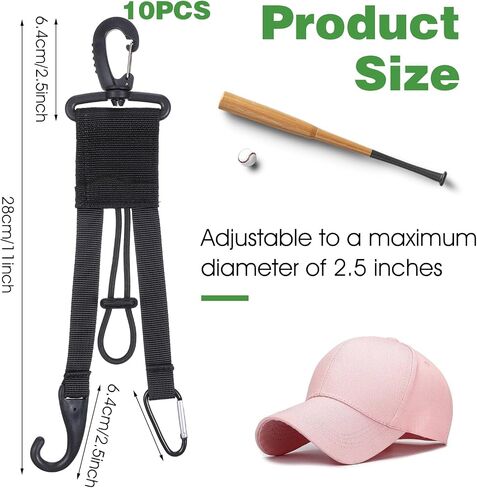 10 PCS Baseball Softball Gear Hanger 3 in 1 Dugout Organizer Baseball Bat Bath مع مقطع قفاز وخطاف خوذة لكيس سياج سورس ماء التخييم in Saudi Arabia