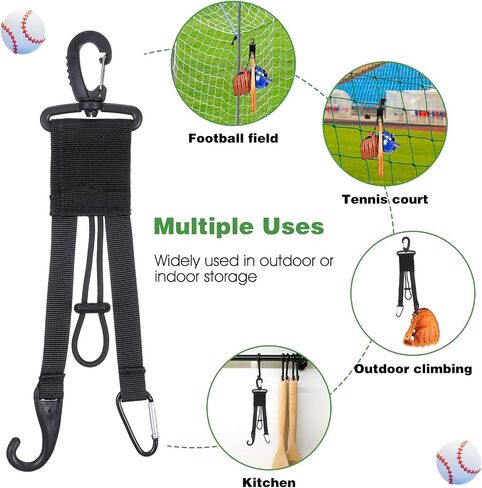 10 PCS Baseball Softball Gear Hanger 3 in 1 Dugout Organizer Baseball Bat Bath مع مقطع قفاز وخطاف خوذة لكيس سياج سورس ماء التخييم in Saudi Arabia