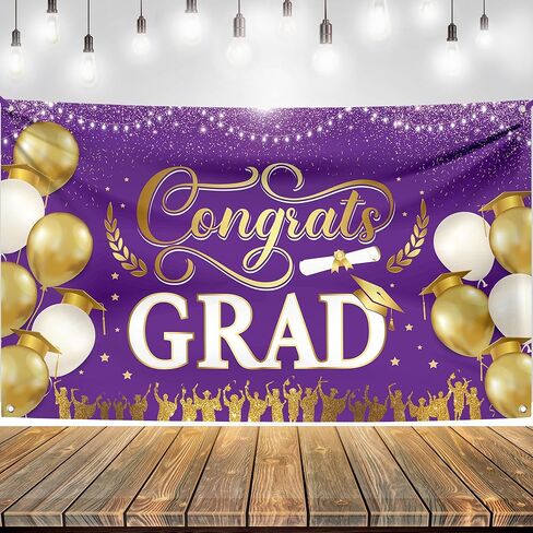 Katchon ، Xtralarge Congrats Banner - 72 × 44 بوصة ، تهانينا لافتة | 2025 زخارف حفل التخرج ، خلفية التخرج الأسود والذهبي 2025 | زينة التخرج السوداء والذهبية 2025 in Saudi Arabia