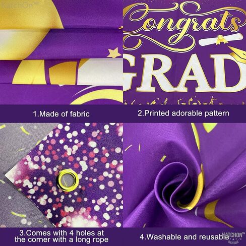 Katchon ، Xtralarge Congrats Banner - 72 × 44 بوصة ، تهانينا لافتة | 2025 زخارف حفل التخرج ، خلفية التخرج الأسود والذهبي 2025 | زينة التخرج السوداء والذهبية 2025 in Saudi Arabia