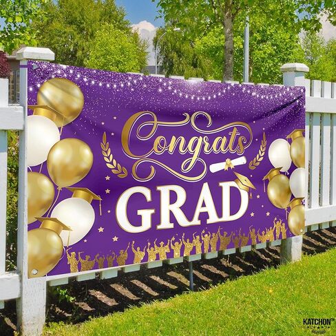 Katchon ، Xtralarge Congrats Banner - 72 × 44 بوصة ، تهانينا لافتة | 2025 زخارف حفل التخرج ، خلفية التخرج الأسود والذهبي 2025 | زينة التخرج السوداء والذهبية 2025 in Saudi Arabia