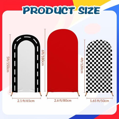 مجموعة غطاء خلفية Fast Party Arch Arch مجموعة من 3 أسواق للسباق يغطي SPANDEX BACKDROP Stand 4ft ، 5 أقدام ، 6 أقدام لحضور حفل زفاف عيد ميلاد الحفل الفتاة ديكور (أسود) in Saudi Arabia