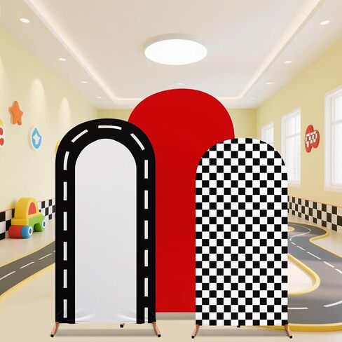 مجموعة غطاء خلفية Fast Party Arch Arch مجموعة من 3 أسواق للسباق يغطي SPANDEX BACKDROP Stand 4ft ، 5 أقدام ، 6 أقدام لحضور حفل زفاف عيد ميلاد الحفل الفتاة ديكور (أسود) in Saudi Arabia
