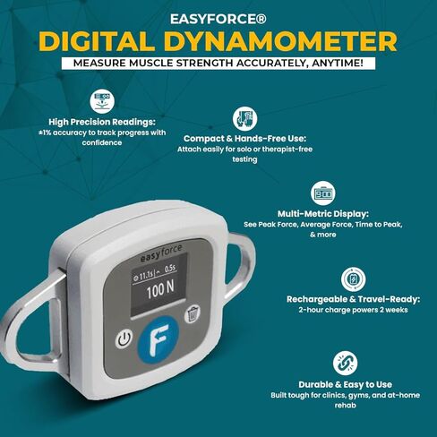 EasyForce® Digital Dynamometer - Precision Muscle Strength Assessment for Rehabilitation, Clinically Proven Accuracy, Monitoring Progress, Measure Grip Strength for Fitness and Health. in Kuwait
