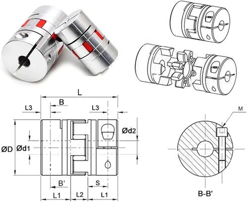 Aluminum Stepper Motor Connector Coupler D95L126 Flexible Shaft CNC 18/20/22/24/25/28/30/32/35/38/40/45/48/50/55mm(20x25mm) in Saudi Arabia