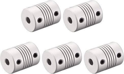 uxcell 5mm to 5mm Aluminum Alloy Shaft Coupling Flexible Coupler Motor Connector Joint L25xD19 Silver,5pcs in Saudi Arabia