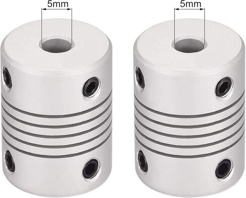 uxcell 5mm to 5mm Aluminum Alloy Shaft Coupling Flexible Coupler Motor Connector Joint L25xD19 Silver,5pcs in Saudi Arabia