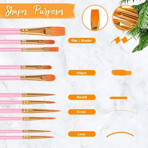 Soucolor Acrylic Paint Brushes Set, 10-Pack Round Pointed Tip Artist Paintbrushes for Acrylic Painting Oil Watercolor Canvas Boards Rock Body Face Nail Art,Blue in Kuwait