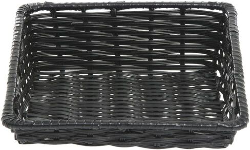 HUBERT Wicker Storage Basket Black Plastic Tapered - 11 1/2"L x 12"D x 1 1/2" to 4"H in Saudi Arabia