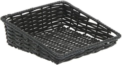 HUBERT Wicker Storage Basket Black Plastic Tapered - 11 1/2"L x 12"D x 1 1/2" to 4"H in Saudi Arabia