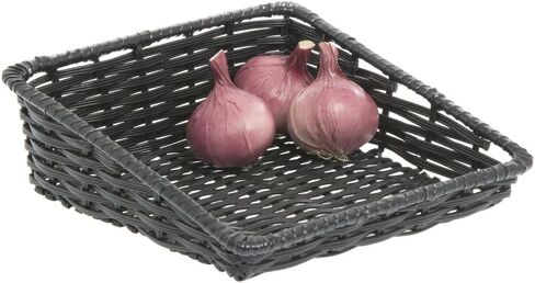 HUBERT Wicker Storage Basket Black Plastic Tapered - 11 1/2"L x 12"D x 1 1/2" to 4"H in Saudi Arabia