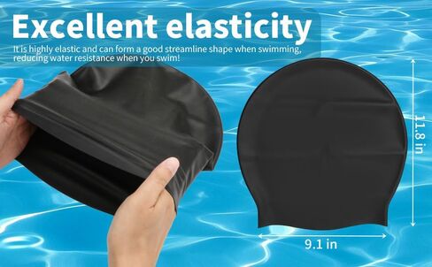 Extra Large Silicone Swim Cap for Long Hair - Waterproof Swimming Caps for Adults ; Comfort-Fit Tear-Resistant Bathing Cap to Keep Hair Dry in Saudi Arabia