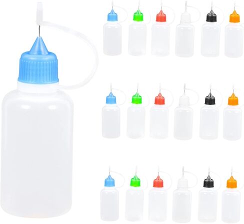 Angoily 18pcs Precision Needle Tip Squeeze Plastic Bottles for Glue Paint Liquid Dispensing Diy Applicator with White Black Orange Green Blue in Saudi Arabia