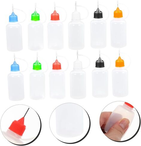 Angoily 18pcs Precision Needle Tip Squeeze Plastic Bottles for Glue Paint Liquid Dispensing Diy Applicator with White Black Orange Green Blue in Saudi Arabia