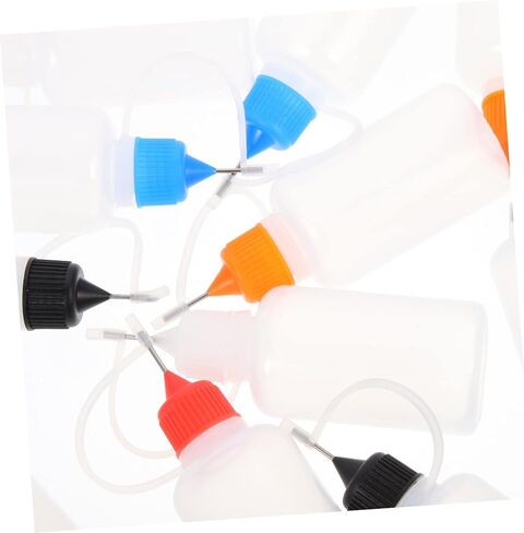 Angoily 18pcs Precision Needle Tip Squeeze Plastic Bottles for Glue Paint Liquid Dispensing Diy Applicator with White Black Orange Green Blue in Saudi Arabia
