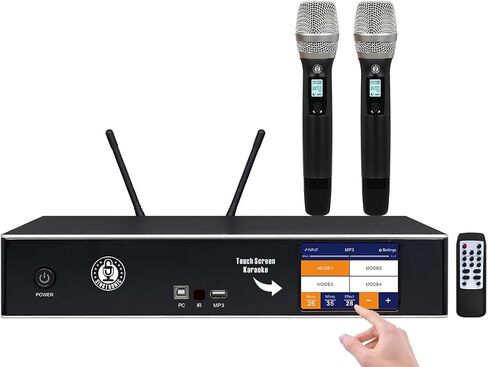2500W نظام الكاريوكي الكامل - 50000 أغنية تم تحميلها مسبقًا + youtube غير محدود | حدد الأغاني عبر التطبيق على الهاتف/الجهاز اللوحي | الميكروفونات اللاسلكية ، الخلاط الرقمي والفئة د أمبير in Saudi Arabia