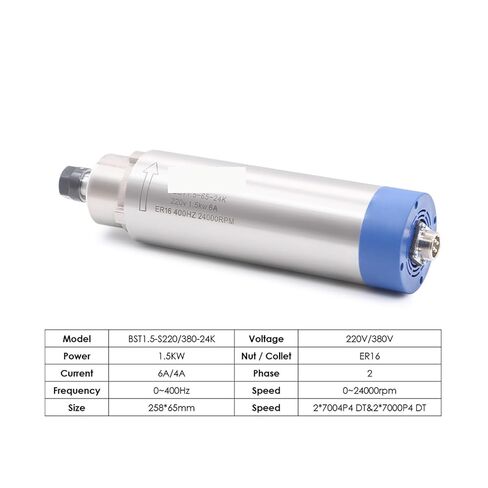 1.5k ER16 D = 65 مم محرك مغزل مبرد بالهواء 110V/220V/380V 65x258mm 4 محامل (220 فولت) in Kuwait