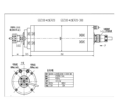 GDZ100-4.5-380V 4.5KW ER20 24000 دورة في الدقيقة 100 مم 380V in Kuwait