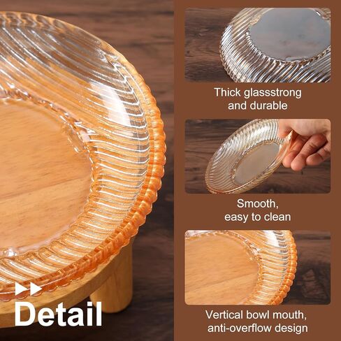 Raised Whisker Fatigue Cat Bowl. Glass Cat Bowls Elevated with Wooden Legs in 2 Heights. Protect The Spine and Prevent Vomiting. 2PCS. KGCCIZI in Kuwait