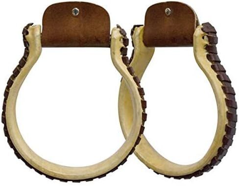 Showman Rawhide Covered Oxbow Stirrups w/Leather Stitched Sides in Saudi Arabia