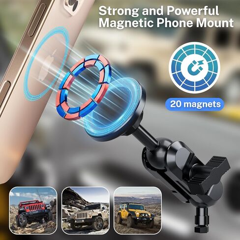 Stainless Steel Phone Mount for 2018-2023 Wrangler JL (NOT 4xe)&2020-2023 Gladiator Magnetic&Clamp Dual Heads All-Metal Shakeproof Original America Flag Design OEM Screws Dash Mount Install in Saudi Arabia