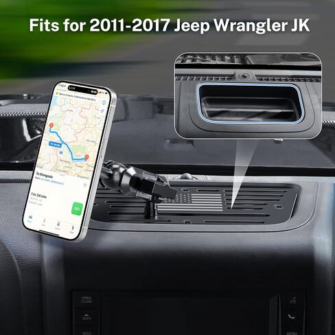 Stainless Steel Phone Mount for 2018-2023 Wrangler JL (NOT 4xe)&2020-2023 Gladiator Magnetic&Clamp Dual Heads All-Metal Shakeproof Original America Flag Design OEM Screws Dash Mount Install in Saudi Arabia