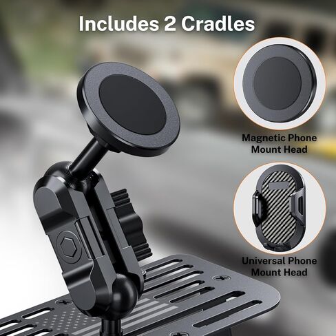 Stainless Steel Phone Mount for 2018-2023 Wrangler JL (NOT 4xe)&2020-2023 Gladiator Magnetic&Clamp Dual Heads All-Metal Shakeproof Original America Flag Design OEM Screws Dash Mount Install in Saudi Arabia
