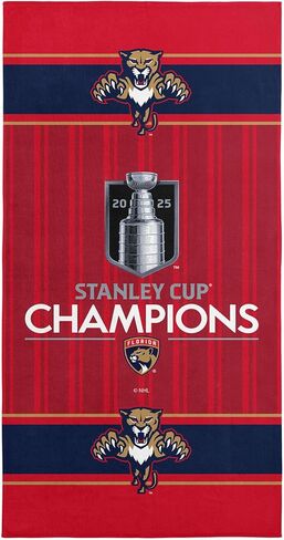 NORTHWEST Florida Panthers NHL Stanley Cup Champions Unify Beach Towel, 30 x 60 Inches, Soft Quick-Dry Cotton-Polyester Blend, Official Team Logo & Trophy Design in Saudi Arabia
