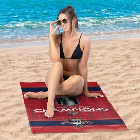 NORTHWEST Florida Panthers NHL Stanley Cup Champions Unify Beach Towel, 30 x 60 Inches, Soft Quick-Dry Cotton-Polyester Blend, Official Team Logo & Trophy Design in Saudi Arabia