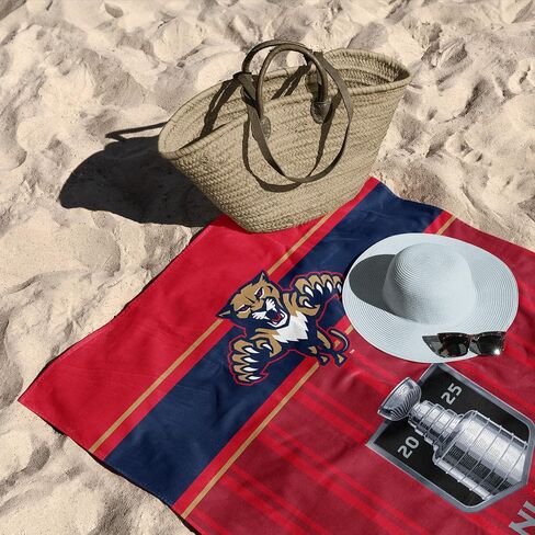 NORTHWEST Florida Panthers NHL Stanley Cup Champions Unify Beach Towel, 30 x 60 Inches, Soft Quick-Dry Cotton-Polyester Blend, Official Team Logo & Trophy Design in Saudi Arabia