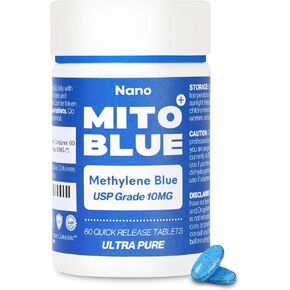 Methylene Blue Pharmaceutical Grade Capsules - USP Grade, 60 High Purity Tablets for Humans | Mitochondrial & Cognitive Support Supplement | 10mg Pills - Easy Dose Alternative to Drops - Lab Tested in Saudi Arabia